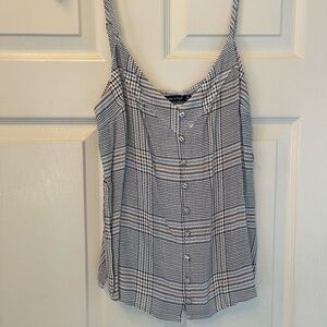 NWT Abercrombie & Fitch Black/White/Orange Plaid Button Up Camisole - Size M